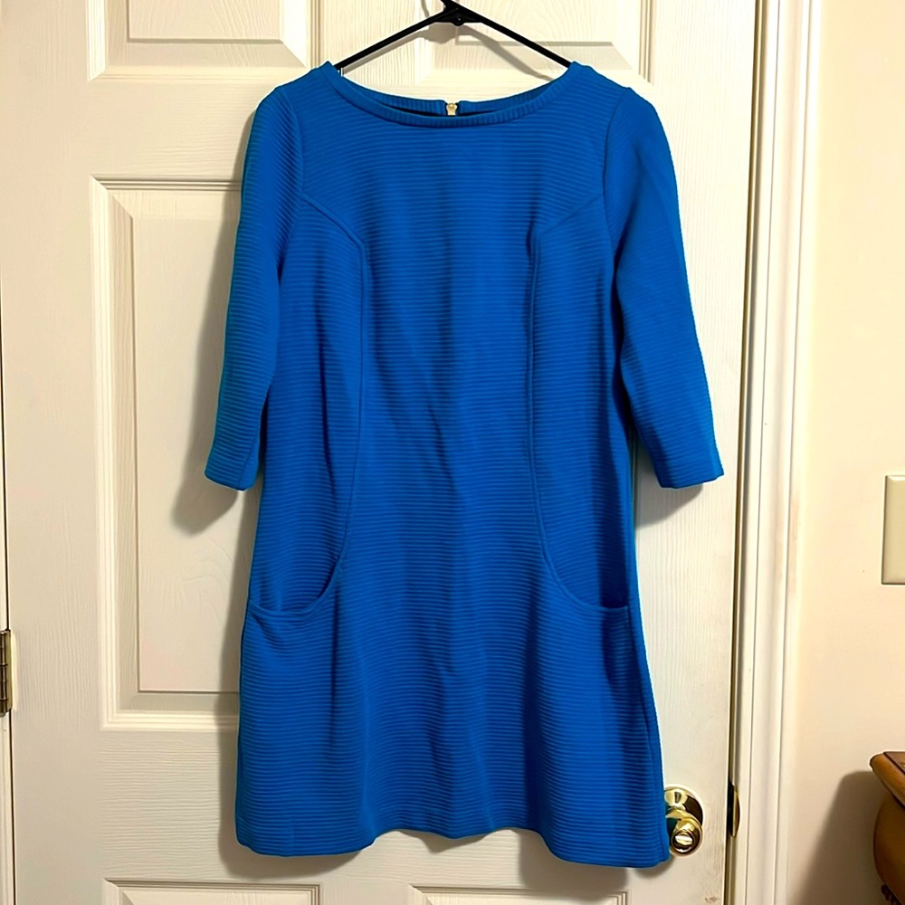 Boden Vibrant Blue Textured A-Line Dress